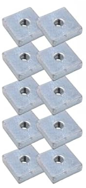 Nutenstein | Gewindeplatte 20x20x6 mm M6 Gewinde mittig | Stahl galvanisch verzinkt (10 Stück)