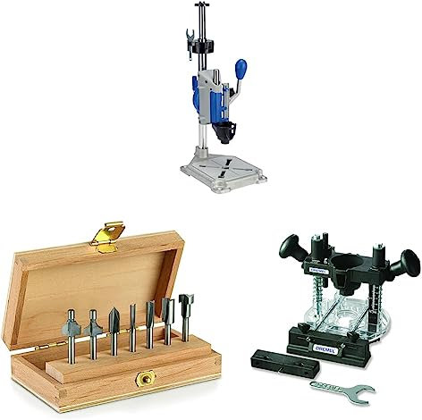 Dremel 220 Workstation - 2-in-1 Multi-Purpose Drill Press & Rotary Tool, 7 Multipurpose Router Bits & Plunge Router Attachment