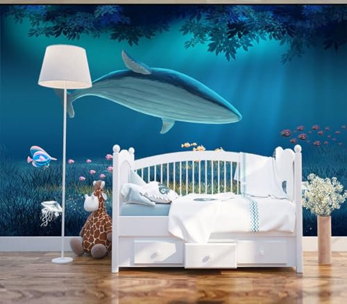 Fotomurales Decorativos Pared Mural de pared de papel tapiz de peces de aguas profundas 3D, 352 * 250 cm Art Decoración De Hogar para Salón,Dormitorio,Oficina,Pared de Fondo de Tv Etc