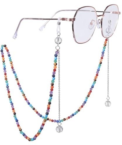 Nupuyai Kristall Brillenkette Damen Modern Stein Brillenband Damen Perlen Sonnenbrillenkette Gesichtsmaske Kette Edelstein Brillenkordel Brillenhalter für Lesebrillen, Myopiebrille