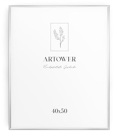 Artower® Bilderrahmen Silber Metall Dünner Rahmen für 40 x 50 cm | Posterrahmen Groß für Collage | Picture Frame Metal 40x50 cm | Aluminium Schmal Bilderrahmen | Silver Poster Rahmen