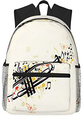 Reiserucksack für Jungen, Mädchen, Kinder, Instrument, Musik, Trompete, Noten, Rucksäcke, Kinder, Schultasche, Büchertasche, Tagesrucksack für Männer und Frauen, Siehe Abbildung, One size