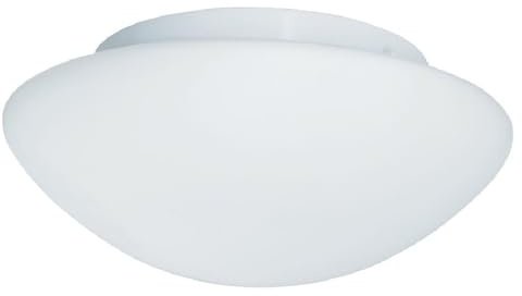 Britalia White Metal & Opal Frosted Glass Bathroom Vintage Round Dome Flush Ceiling Light | 35cm Diameter | 3 x ES E27 Lamp Bulbs Required | IP44 Rated | Suitable for Outdoor Use