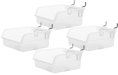JECOMPRIS 4pièces Boîtes De Rangement Pegboard Bacs Perforés Robustes pour Garage Organiseur Mural Utilitaire Facile à Installer Capacité Solide Compatible Panneaux Standards Transparent