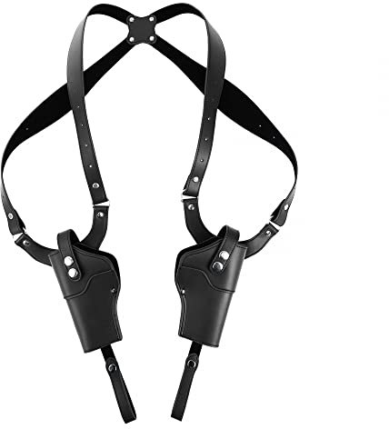 ANSNOW Doppelschulterholster,Enholster Aus Pu-Leder, Verstellbares Verdecktes Holster Für Männer Und Frauen (Inkl. Ersatzschrauben)/Schwarz