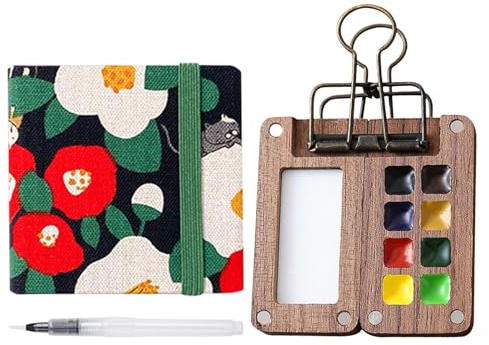 Juego De Acuarela De Viaje - Juego De Pintura De Acuarela, Paleta De Pintura Compacta | Juego De Pintura De Acuarela Pequeño Y Compacto, Práctico Juego De Suministros De Arte De Viaje De Acuarela De B