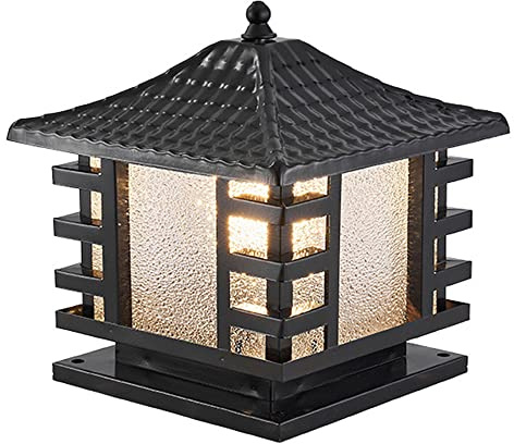 DONGDAWAN Outdoor Post Lights Hardwired E27-socket Pedestal Light Modern Garden Column Pillar Lantern Lamp with Seeded Glass Waterproof Lantern Post Light Fixture with Pier Mount Base