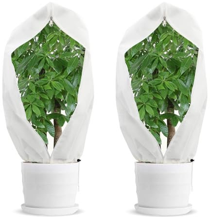 2 Stück Winterschutz für Pflanzen, Frostschutz Pflanzenabdeckungen, Pflanzenschutz Winter, Atmungsaktiv Reißfest Winterschutzhaube mit Reißverschluss für Bäume und Kleinpflanzen, Beige（ 80 x 120 cm）