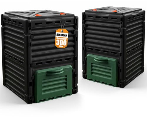 BigDean 2 Stück Komposter Garten 300 Liter – Schnellkomposter aus wetterfestem Kunststoff & Made in Europe