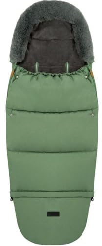 Saco de dormir MoMi 2 en 1 para silla de paseo, trineo o silla de coche, con capucha, acabado de pelo y reposapiés extraíble; cremallera en ambos lados, orificios para cinturón, impermeable