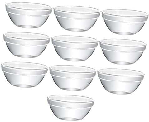 FELTECHELECTR 10pcs Creative Glass Dessert Bowls for Household Decorative Salad Bowls Multipurpose Food for Kitchen Serving