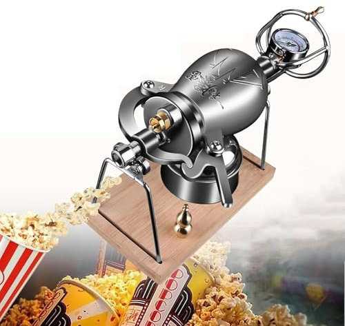 High Pressure Popcorn Machine, 304 Stainless Steel Popcorn Maker Machine, Chinese Traditional Retro Popcorn Maker with Pressure Gauge and Pressure Relief Valve(520ml)