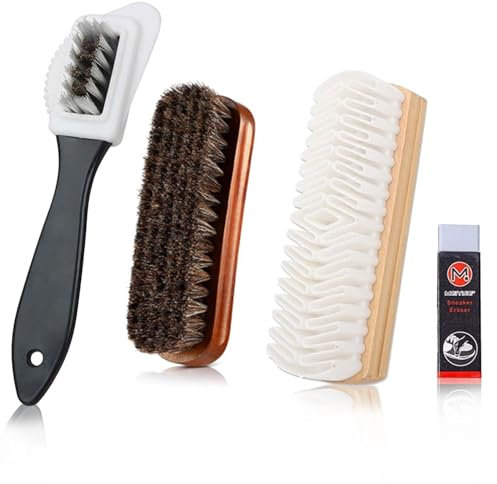Srvauyea Set di 4 Spazzola per Scarpe Scamosciate, Spazzole in Pelle Scamosciata, Spazzola Camoscio per La Pulizia Spazzole Scarpe con Gomma Scamosciata per Pulizia e Cura di Pelli Scamosciate o Nabuk