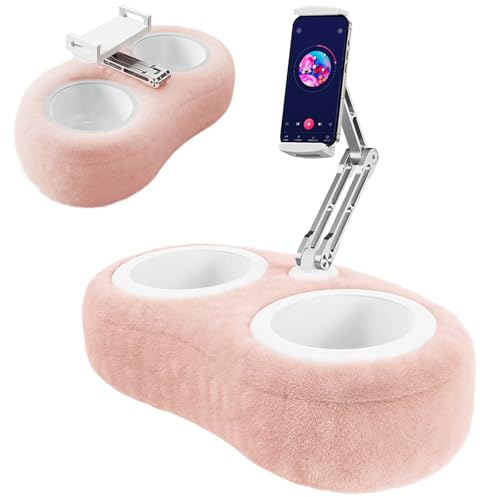 Feibety Tablet Pillow Stand,Pillow Stand Holder for iPad with Two Snack Bowls,Soft and Comfortable for Bed Reading,Watching Videos for 4.7-13 Tablet, iPad, iPhone
