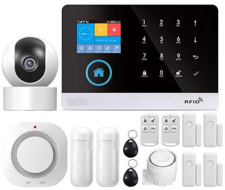Sistema de alarma de seguridad para el hogar, De alarma for seguridad antirrobo en el hogar 433MHz GSM alarma inalámbrica Tuya Smart House App Control para el hogar, el apartamento(Set 15)