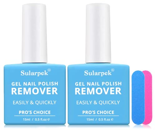 Sularpek 2 x 15 ml halvpermanent emaljborttagare, halvpermanent emaljborttagare för naglar, halvpermanent nagellackborttagare, ta bort nagellack enkelt och snabbt på 3–5 minuter