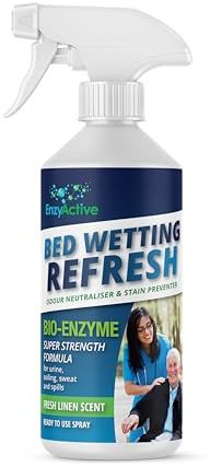 EnzyActive Bedwetting ReFresh Incontinence Odour and Stain Preventer with Enzymes - Carpet Cleaner, Bedding, Cleaning Products & Upholstery Cleaner, Linen Fresh Super Strength 500ml Spray Urine Faeces