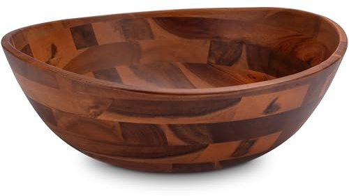 Decorasian 2 ciotole in legno – elegante ciotola in legno di acacia – ideale come insalatiera in legno, ciotola per frutta o pane – Ciotola in legno sostenibile – marrone 30,5 cm