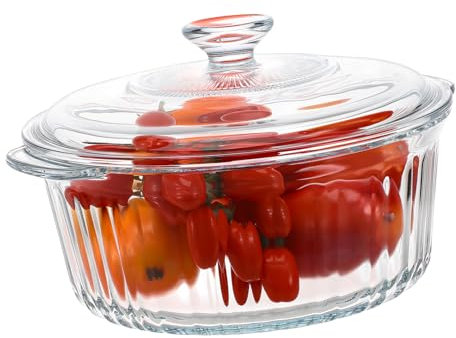 Mipcase Casserole Dish for Oven Round Clear Glass Bakeware with Lid High Borosilicate Glass for Safe Cooking for Stewing Soups and Braising Elegant Design for Kitchen Use
