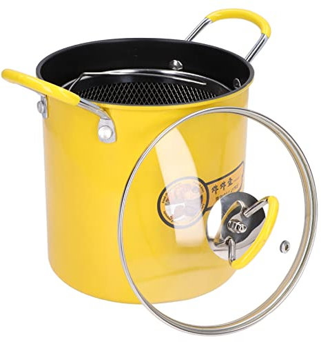 Efficace 3L Pot de Friteuse en Acier Inoxydable 3L avec Couvercle de Rack de Filtre à Huile - pour la Cuisine à la Maison à la Friture sur le Gaz, l'induction et les Poêles Halogènes