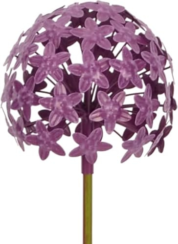 Klocke Dekorationsbedarf Metall Gartenstecker Allium - Blumenkugel - Blumen Gartenstecker - Gartendeko (Lila, ⌀ 16 cm - Länge 111 cm)