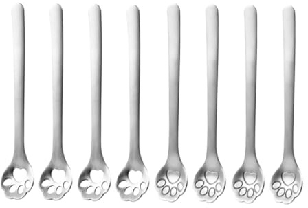 Cabilock 8pièces Cuillères Pour Chat Acier Inoxydable Cuillères à Café Creuses Ustensiles Pour Mélanger Design De Patte De Chat Unique