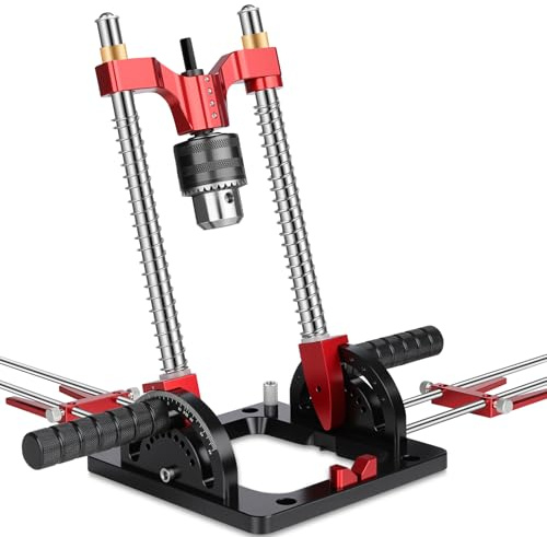 Bvomheez Upgraded Drill Guide, Max Portable Drill Guide, Multi Angle Drill Guide for Straight Holes, Self-Centering Pins, Adjustable Angle from 0° to 60°, Chuck Clamping Range for 1/16-1/2 (1.5-13mm)