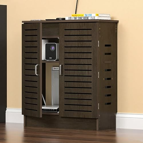 WiFi Router Storage Cabinet, WiFi Box Hider, Floor Standing Router Storage Box, Modem Rack Cover Hider Organizer, with Ventilation, for Cable Media Equipment(Brown,60 * 70 * 25cm/23.6 * 27.5 * 9.8in)