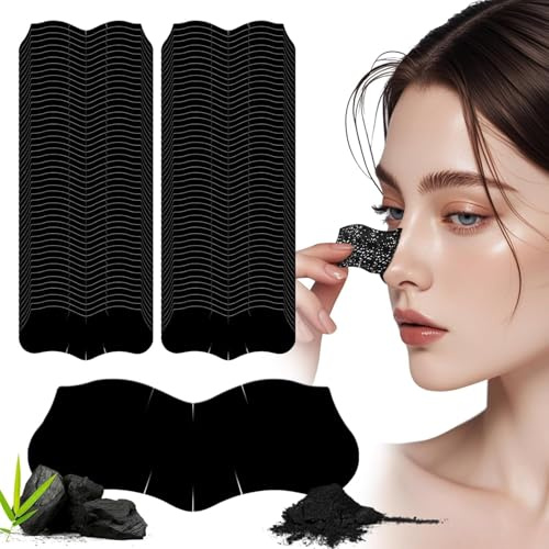 Blackhead Remover Strips,80 Pcs Charcoa Pore Strips Deep Cleansing Nose Strip Blackhead Face Blackhead Remover Suitable for All Skin Types Effective for Men and Women(Black)