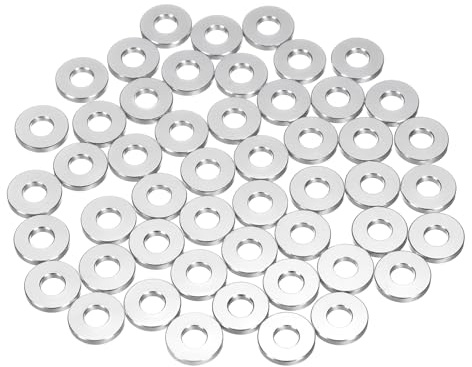 QUARKZMAN 50 Pcs Arandelas Planas Aluminio M5x12x2mm Juntas Circulares Planas Espaciadores Para Tornillos Accesorios Reparación Maquinaria Construcción Color Plata