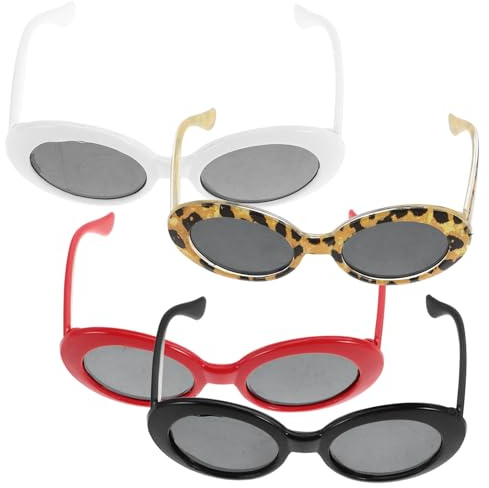 WOONEKY 4 St Cat Eye Solglasögon hundsolglasögon handgest Bunny Pet Glasses små hundsolglasögon solglasögon husdjursdräkt tillbehör hundcirkelglasögon pc