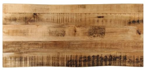 Mokuyary bordsskiva med trädkant 90 x 40 x 3,8 cm grov mango massivt trä, ersättningsbordsskiva för köksbord, skrivbord, trädgårdsbord, ståbord, soffbord, sidobord