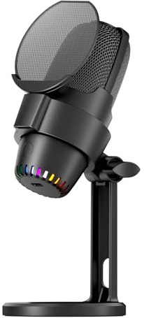 Microfono USB Computer Mic Kit con Treppiede Riduzione del Rumore Plug Play Un tasto per disattivare il suono per riunioni di gioco Live Audio Video Compatibile iOS Android PS5 LINUX