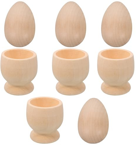 KOMBIUDA 4juegos Adorno de Cartón de Huevos de Madera de Huevos de Madera para Hueveras sin Pintar para Uso Cocina Dibujo y Manualidades