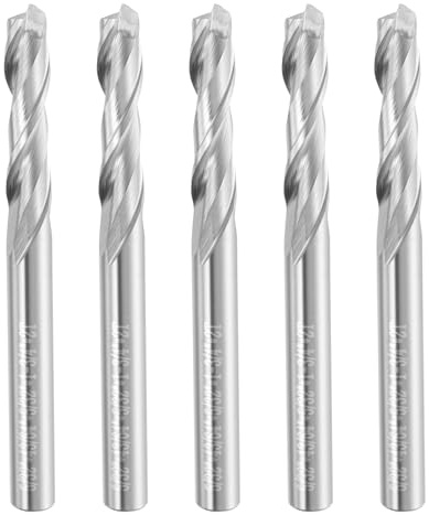 QUARKZMAN 5Pcs torno Espiral 5/32 2 Canales Corte Ascendente Mango 5/32 LC 43/64 LT 1-3/4 30° HRC44-46 Para Tallado Grabado Madera