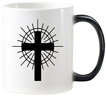 Religion Belief Christentum Kirche schwarz circle Heiligen Kreuz Kultur, Design Art Illustration Muster 'wärmeempfindliche Farbwechsel Farbe Tasse Milch Kaffee mit Griffe 350 ml