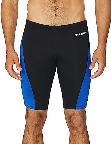 baleaf Men's Swimsuit Swim Jammers Athletic Training Swimwear Durable Team Lap Swimming Racing Competition Black/Blue Medium