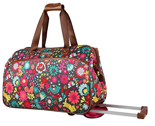 Seesack mit Lilienblütenmuster, 55,9 cm, mit 2 Rollrollen, Wochenend-Übernachtungsreisen, Leichter Handgepäckkoffer für Damen