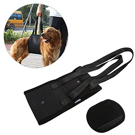 Arnés de Seguridad portátil para Perros Negros arnés de rehabilitación de Asistencia de elevación con manija para Ayuda Canina(L)
