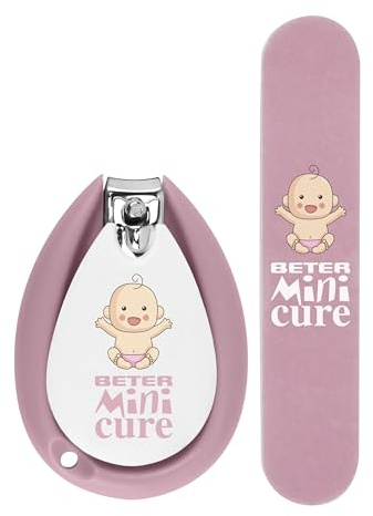 Beter - Baby Minicure Manicure and Pedicure Set, Nail Clippers and File for Newborns and Toddlers, Baby Hygiene Kit, Gift for Newborns, Newborn Baby Care Set, in Pink