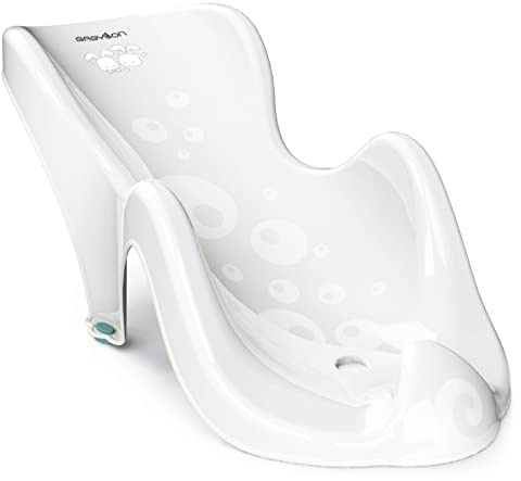 BABYLON Aqua Mini Siège de Douche Anatomique Bébé - Pour Baignoire à 6 Mois- Avec Ventouses Antidérapantes - Confort et Sécurité Pour le Bain - Blanc