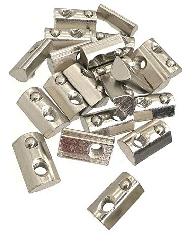 YVSPTIK 2020 Series M6 T Slot Nuts Roll-in Spring Ball Loaded Elastic Nuts 20 Pack Carbon Steel for 2020 Series Aluminum Extrusion Profile Rail with 6 mm Slot for 3D Printer