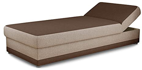 Sofnet - Bett Andre 90x200 cm mit Bettkasten (Braun, Sawana 16 + 27) | Sofa, Schlafsofa, verstellbare Rückenlehne, Schlafzimmer, Kinderzimmer, Gästezimmer, Bezug aus Sawana Stoff
