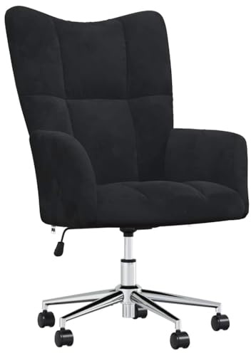 vidaXL Relaxsessel mit Rollen Drehbar Höhenverstellbar Fernsehsessel Polstersessel Polsterstuhl Relaxstuhl Sessel Ohrensessel Wohnzimmer Schwarz Samt