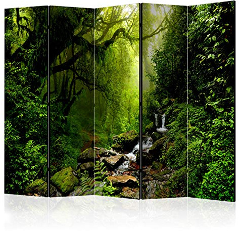 murando - Paravent Raumteiler Wald, 225x172 cm, 5-teilig, Wohnzimmer, Büro | Mobiler Sichtschutz, sofort einsatzbereit, Holzrahmen, ideal fürs Wohnzimmer oder Büro, geruchsneutral, lichtbeständig