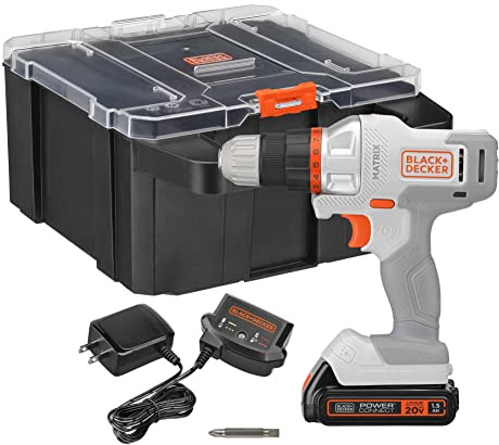 BLACK+DECKER BLACK+DECKER MATRIX 20V MAX* Kit de taladro con estuche de almacenamiento (BDCDMT120WCSTFF)