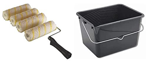 Lot gros chantier spécial antigoutte avec 4 recharges, NESPOLI & Seau à peinture de 8,5 litres gris