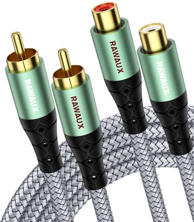 RAWAUX Cinch Kabel 1M, 24K Vergoldete Cinch Audio Verlängerung Kabel
