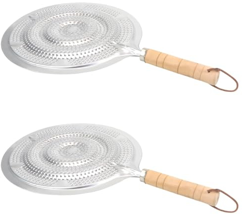 DOERDO 2Pcs Heat Diffuser Plate Cast Iron Heat Diffuser for Gas Stove Flame Guard Simmer Plate, Induction Cooktop Heat Diffuser, 21CM, Silver