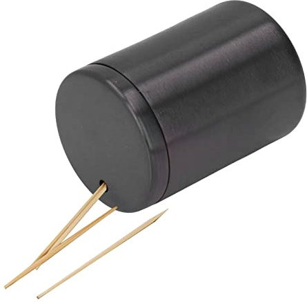 Zahnstocherhalter, Zahnstocherspender aus Edelstahl, Wiederverwendbarer Zahnstocherhalter für Heimrestaurant, 5,6 X 7,9 Cm (Schwarz)